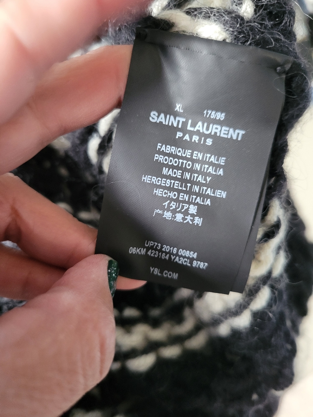 Saint Laurent Paris Womens Laine Wool Mohair Striped Sweater XL Black - Picture 10 of 13